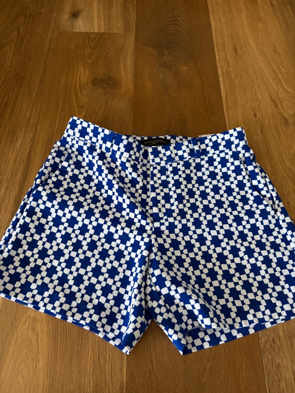Banana Republic Blue and White Geometric Print Women's Shorts